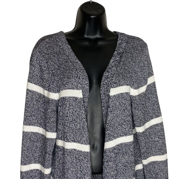 Talbots Cardigan Sweater Womens X Striped Long Open Front Pockets Capsule Plus - Picture 3 of 10